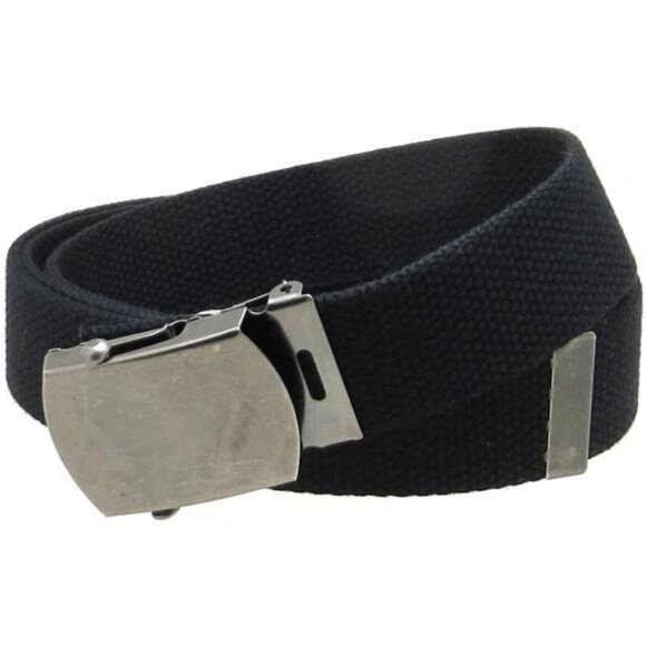 Canvas Web Belt Military Style Antique Silver Buckle/Tip Solid Color 54" Long - Picture 1 of 5